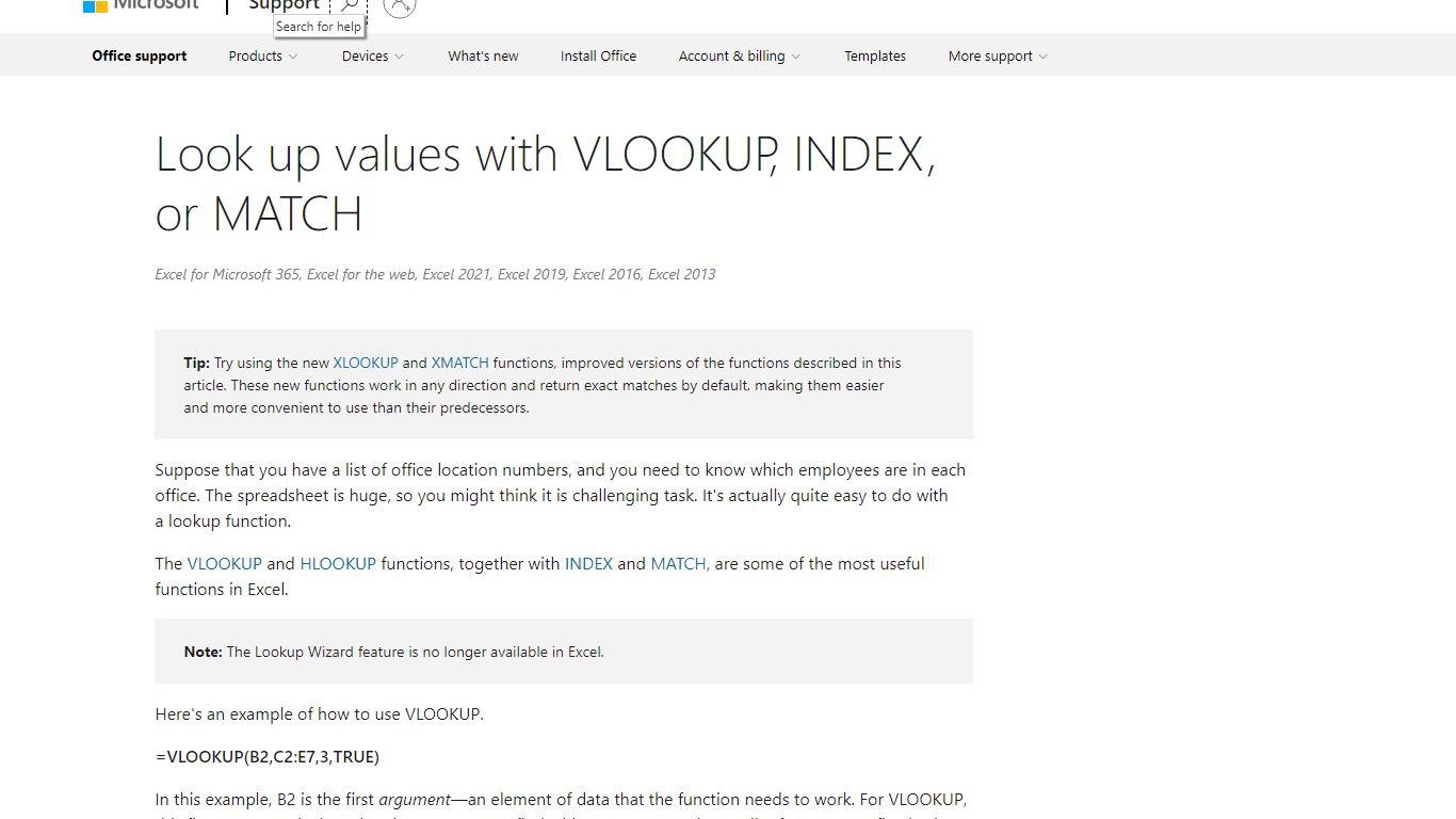 Look up values with VLOOKUP, INDEX, or MATCH