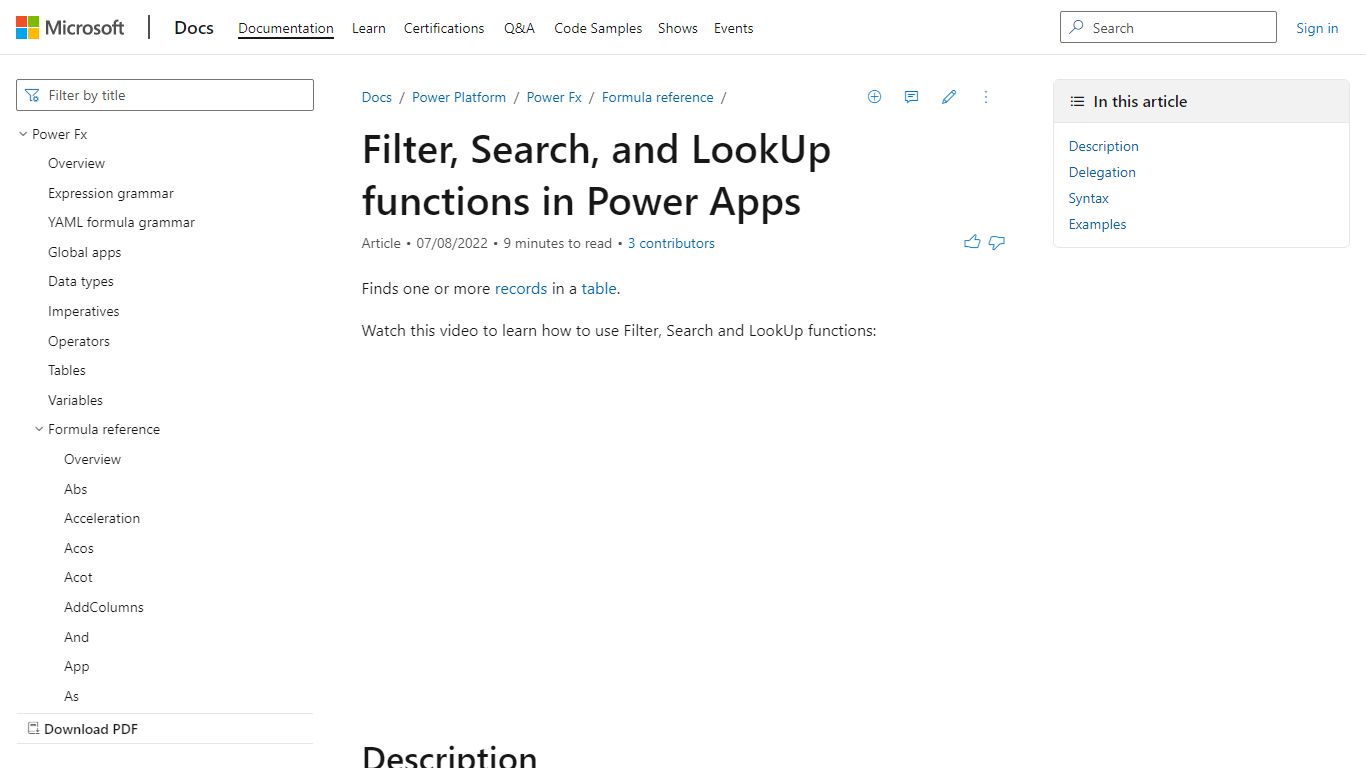 Filter, Search, and LookUp functions in Power Apps (contains video ...